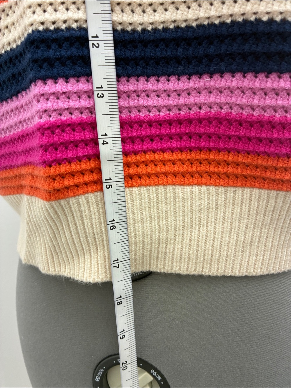 THML Striped Crochet Knit Sleeveless Crew in Pink, Orange, Navy & Cream - Picture 8 of 10